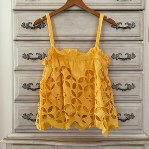 Vici Yellow Eyelet Top